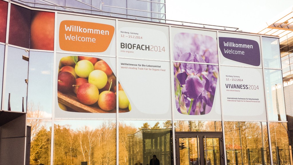 Der Eingang zur BioFach 2014 in Nürnberg