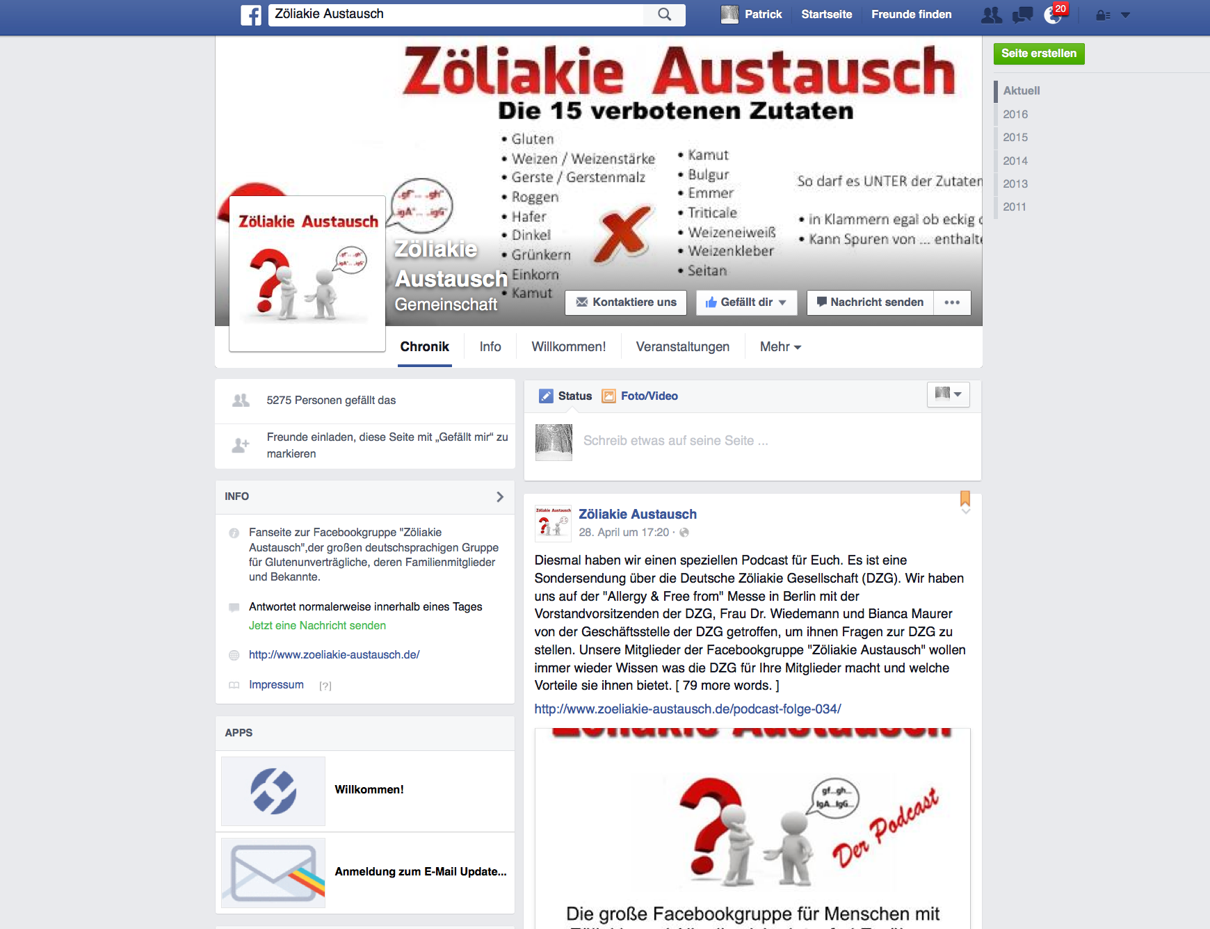 Zoeliakie_Austausch_Fanpage