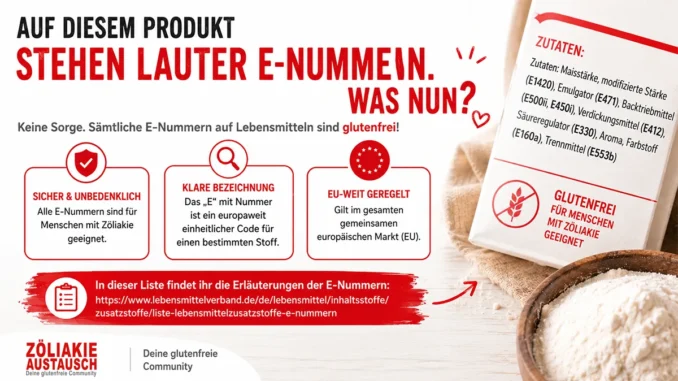 FAQ - Zöliakie Austausch - E-Nummern auf Lebensmitteln sind glutenfrei