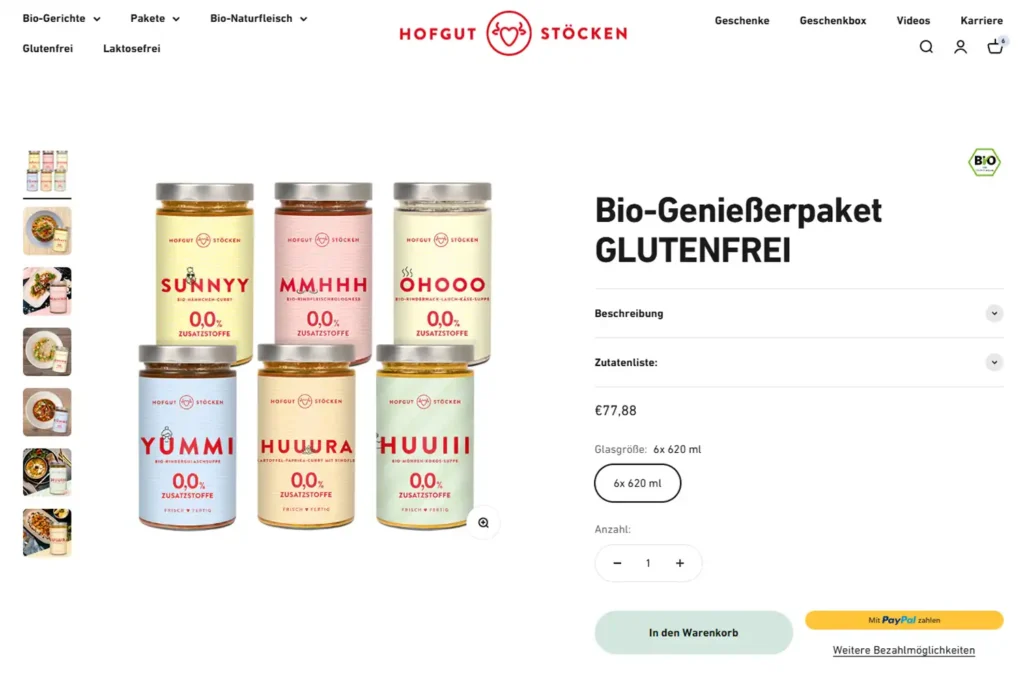 Glutenfreie Bio-Fertiggerichte vom Hofgut Stöcken
